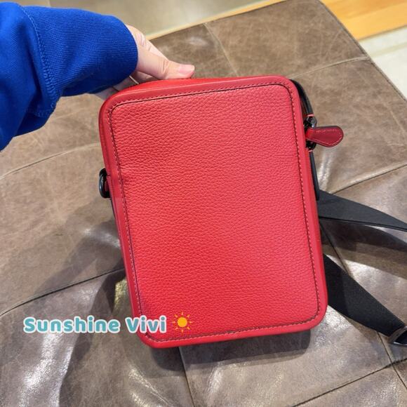 NWT Coach Men’s Sullivan Crossbody Bag Leather CAT81 Bold Red - Picture 4 of 6